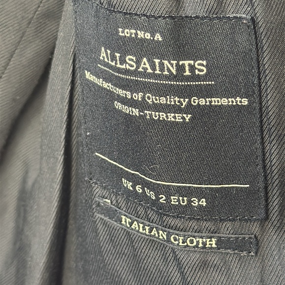 All Saints Blue Coat with Slim Tailored Fit - Picture 4 of 6